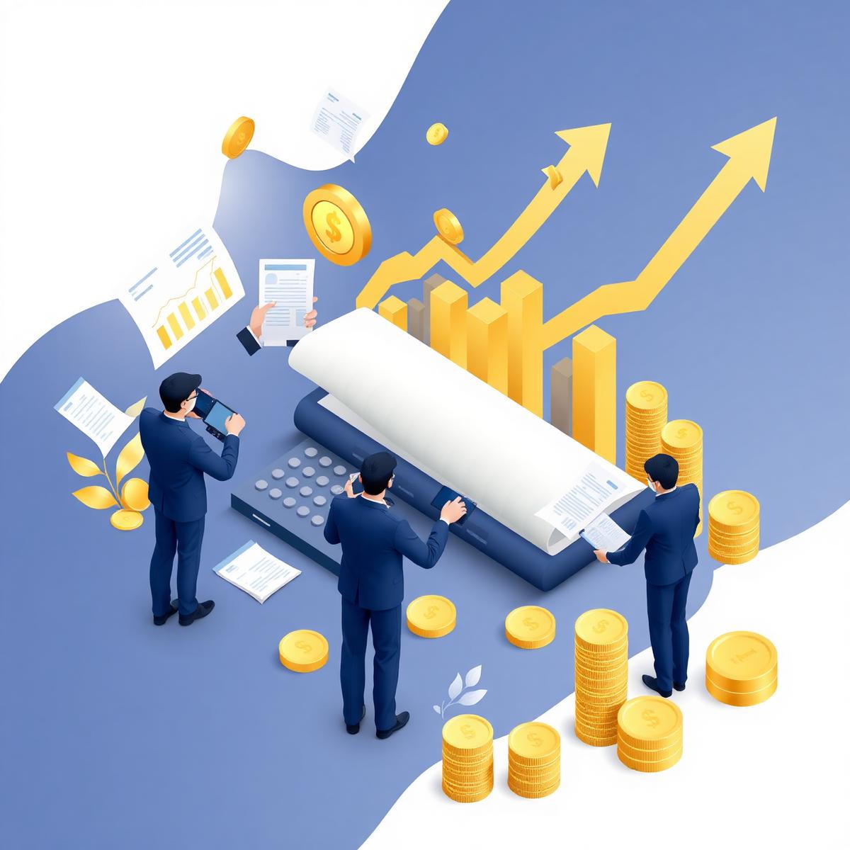 Finance professionals with growth charts